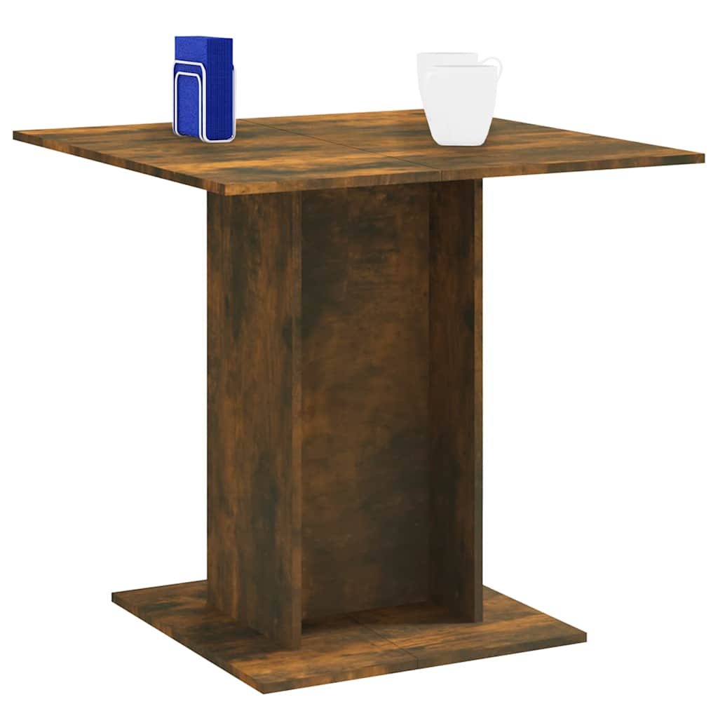 Compact Smoked Oak Dining Table 80x80x75 cm - Engineered Wood