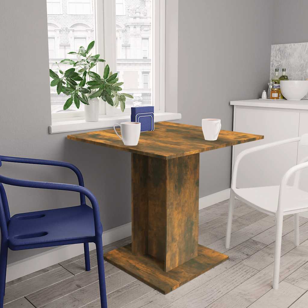 Compact Smoked Oak Dining Table 80x80x75 cm - Engineered Wood