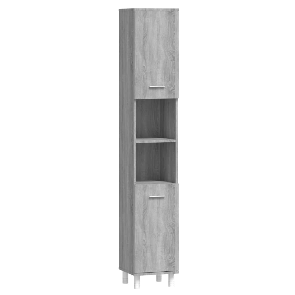 Grey Sonoma Engineered Wood Bathroom Cabinet 30x30x179 cm