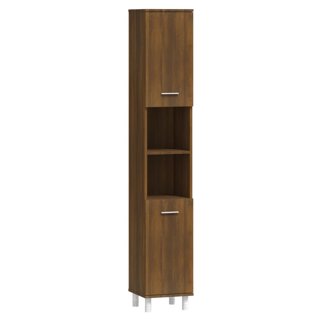 Brown Oak Bathroom Cabinet - Engineered Wood, 30x30x179 cm
