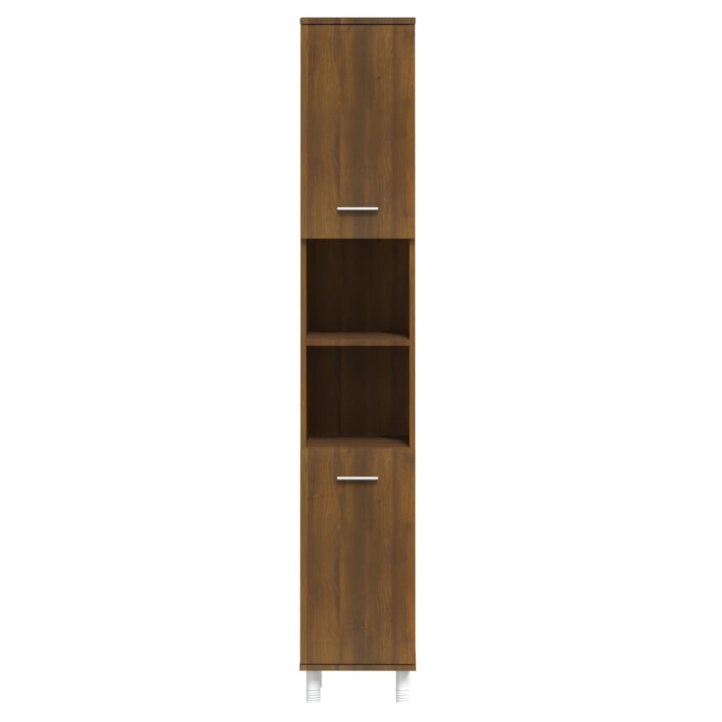 Brown Oak Bathroom Cabinet - Engineered Wood, 30x30x179 cm