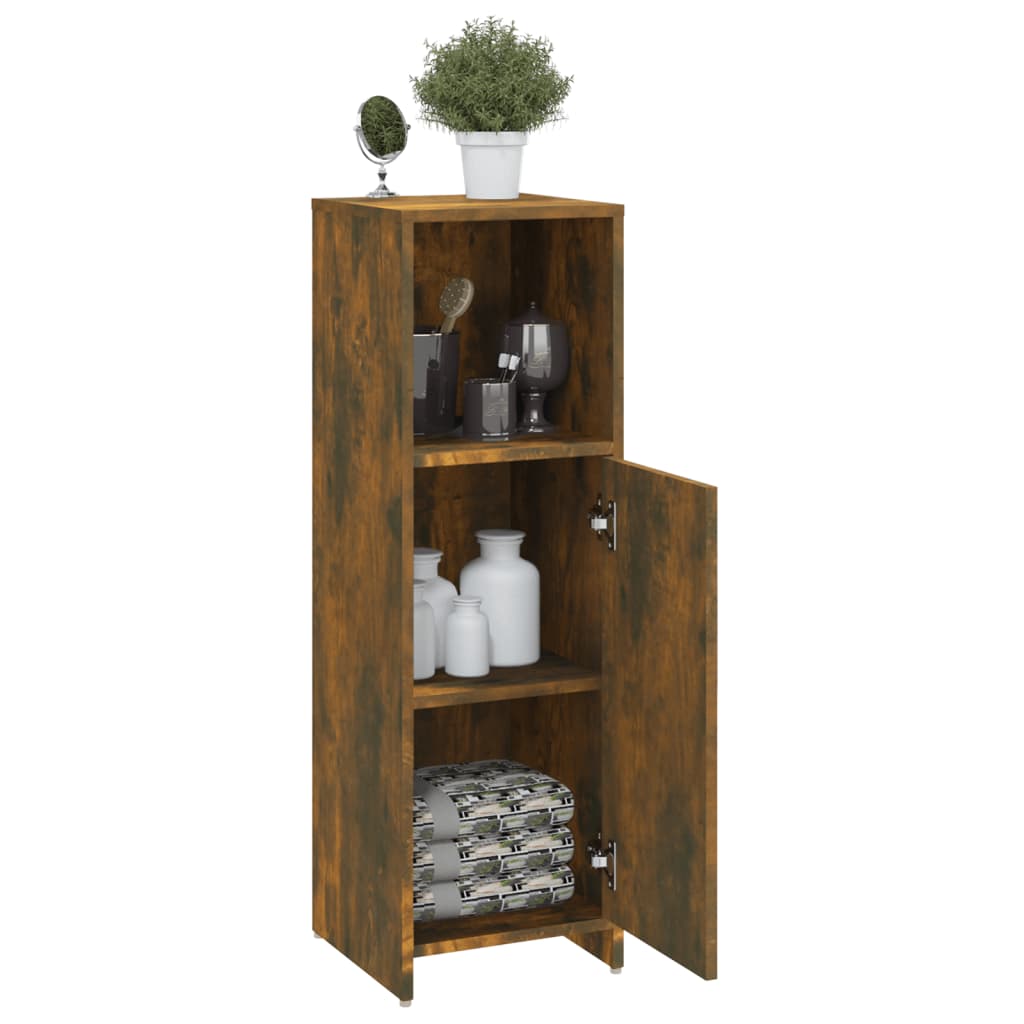 Smoked Oak Bathroom Cabinet 30x30x95 cm in Engineered Wood