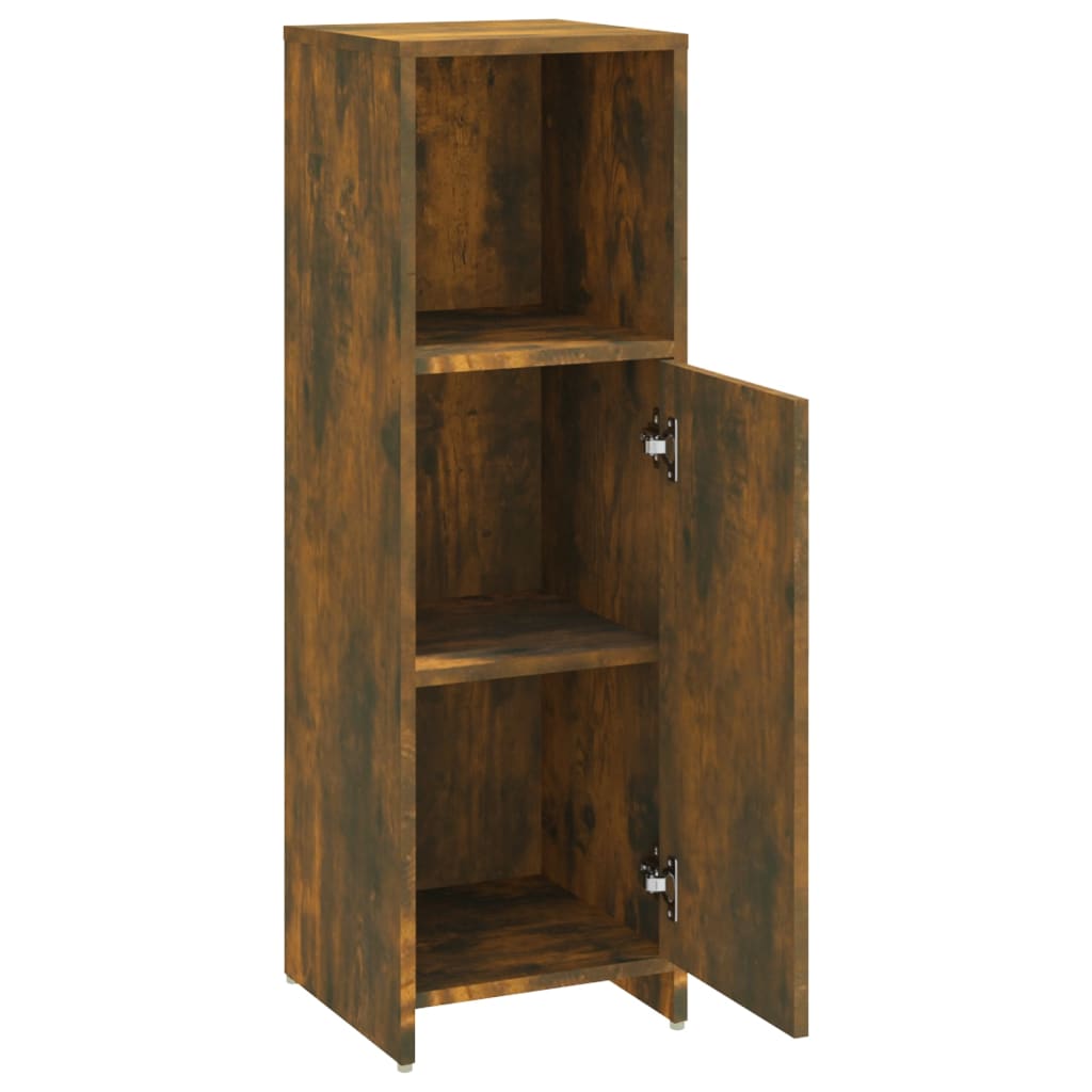 Smoked Oak Bathroom Cabinet 30x30x95 cm in Engineered Wood