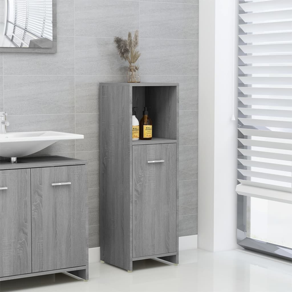 Sonoma Grey Bathroom Cabinet - 30x30x95 cm Engineered Wood