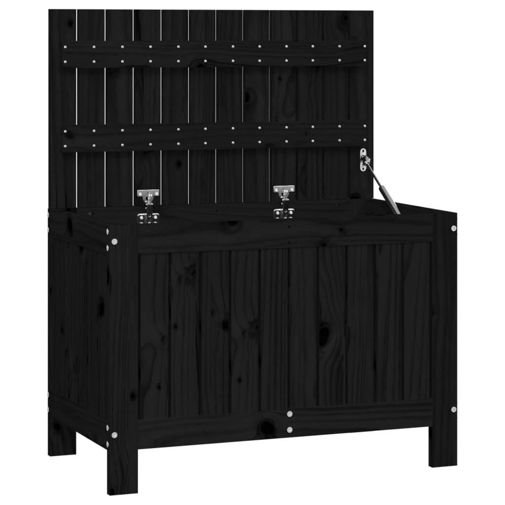 Black Solid Pine Garden Storage Box 76x42.5x54 cm