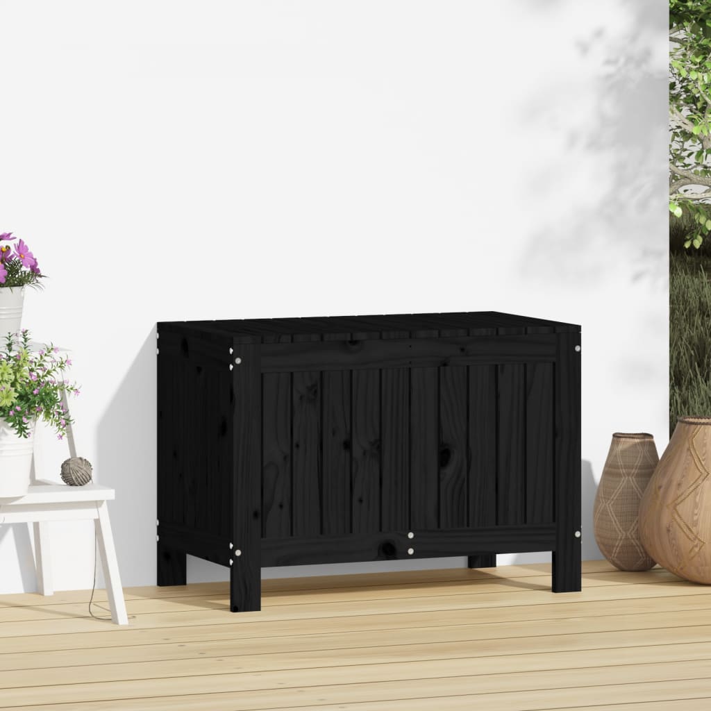 Black Solid Pine Garden Storage Box 76x42.5x54 cm