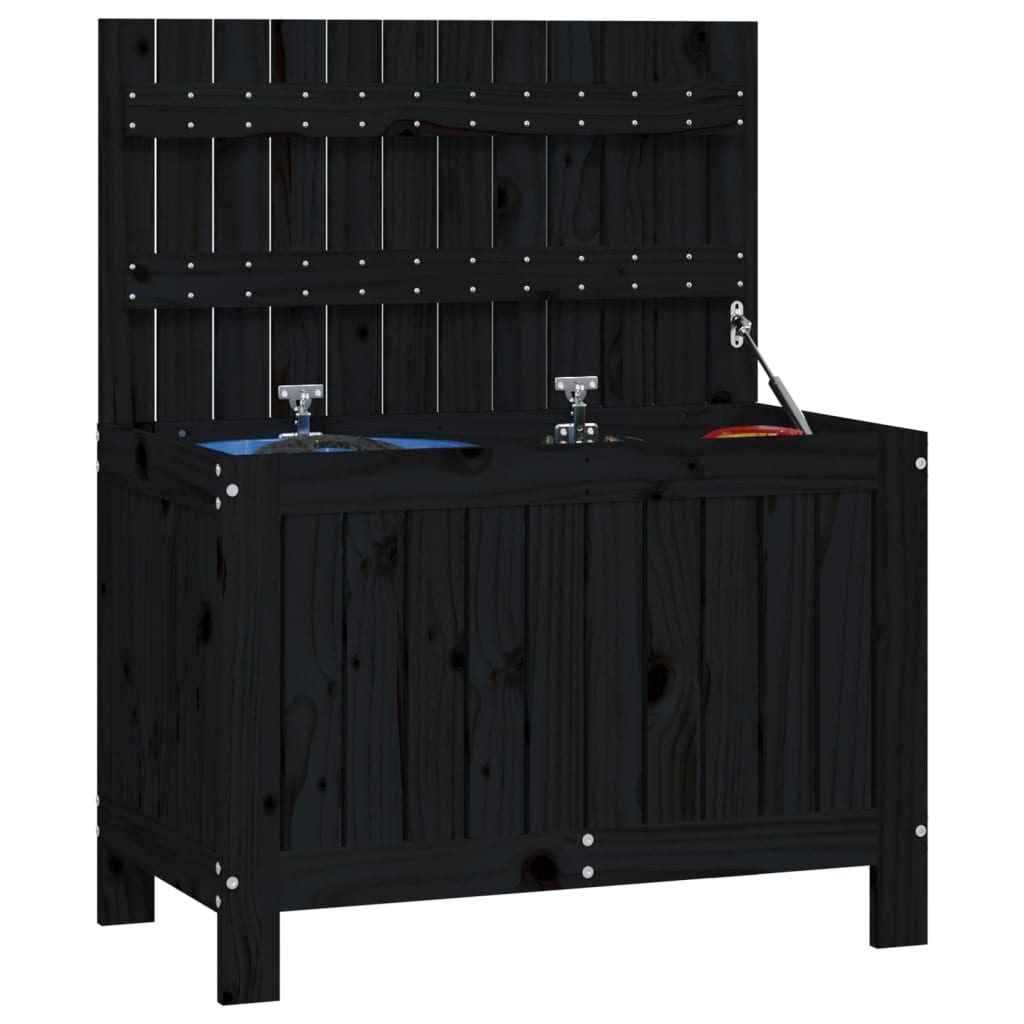 Black Solid Pine Garden Storage Box 76x42.5x54 cm
