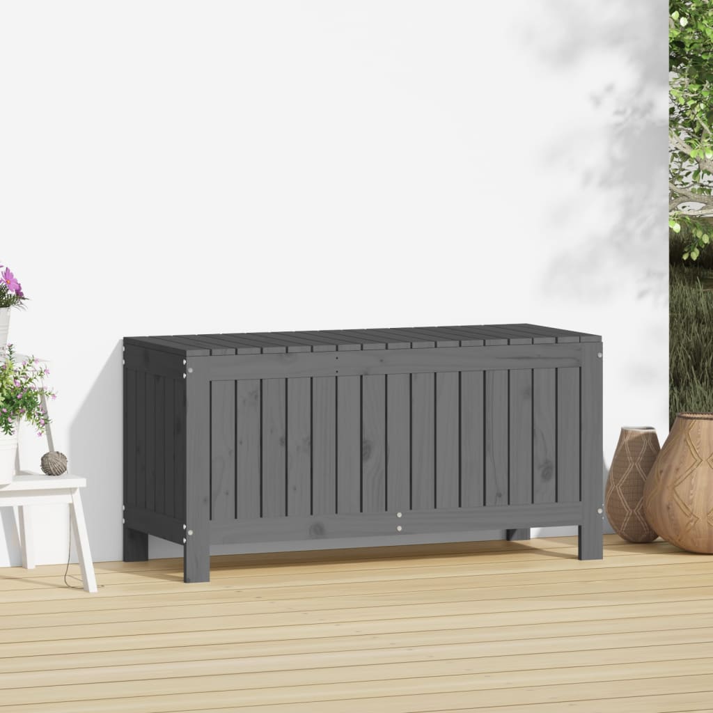 Grey Solid Wood Pine Garden Storage Box 108x42.5x54 cm