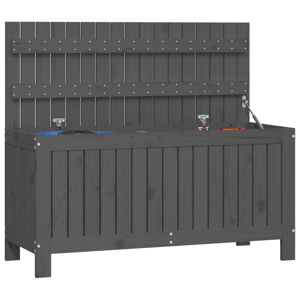 Grey Solid Wood Pine Garden Storage Box 108x42.5x54 cm