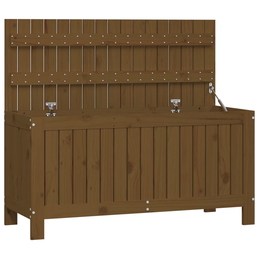 Solid Wood Pine Garden Storage Box, Honey Brown, 108x42.5x54 cm