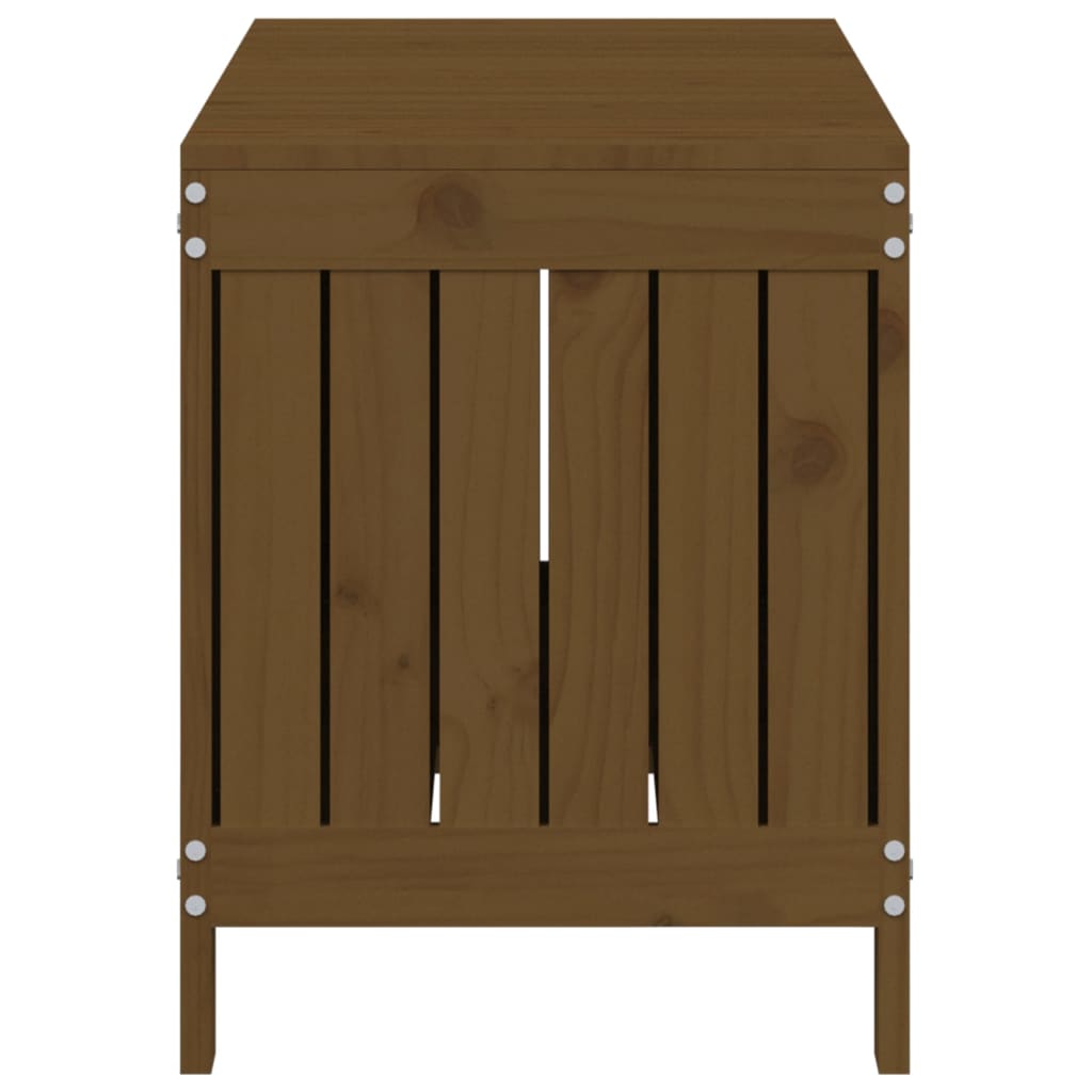 Solid Wood Pine Garden Storage Box, Honey Brown, 108x42.5x54 cm