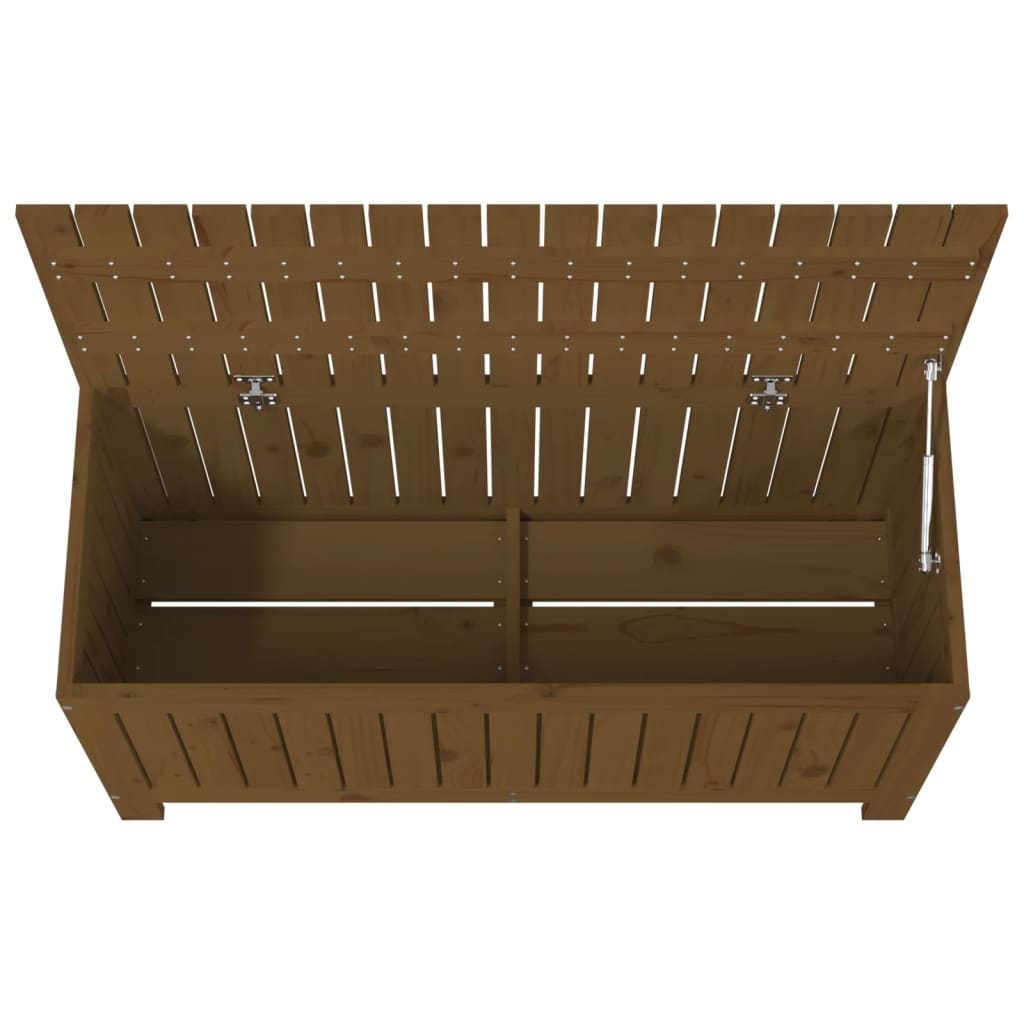 Solid Wood Pine Garden Storage Box, Honey Brown, 108x42.5x54 cm