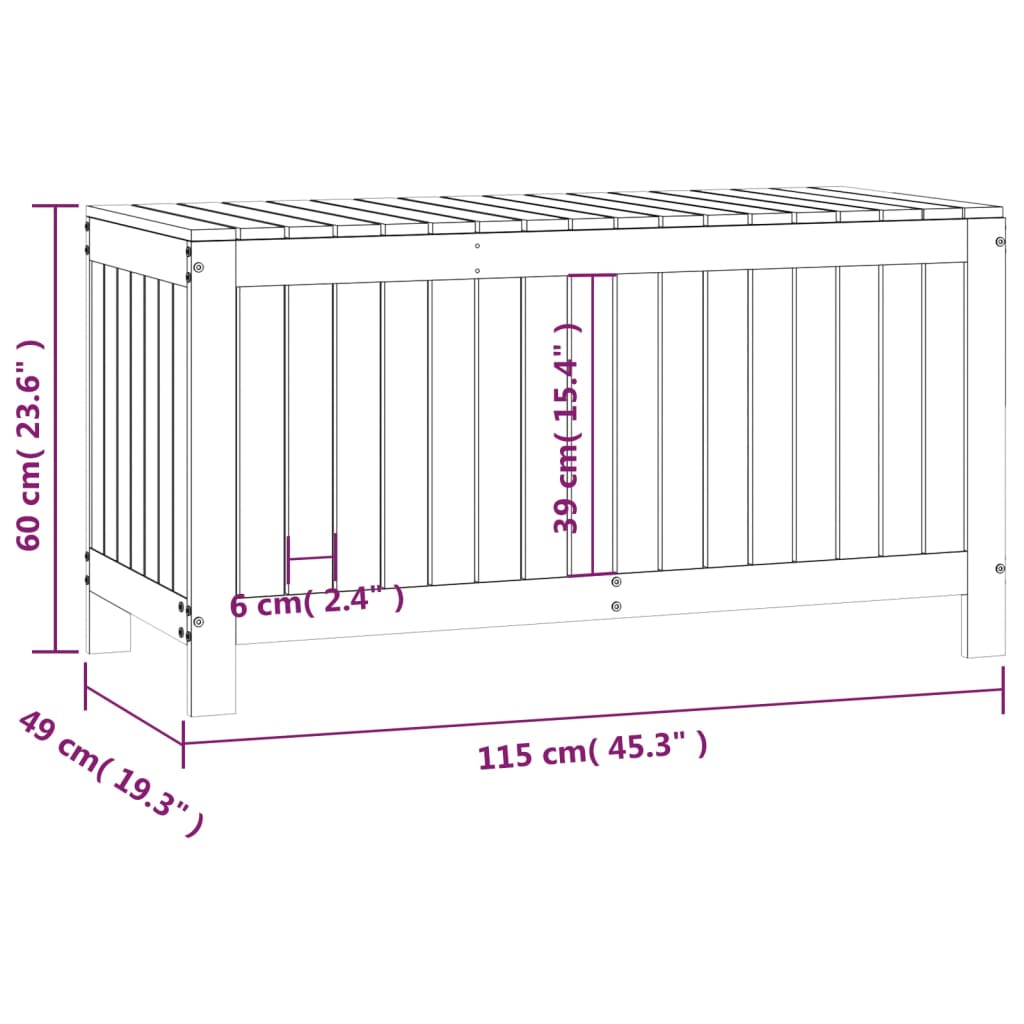 Grey Solid Pine Garden Storage Box 115x49x60 cm