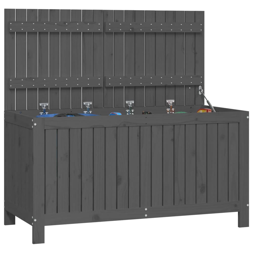 Solid Pine Garden Storage Box in Grey - 121x55x64 cm