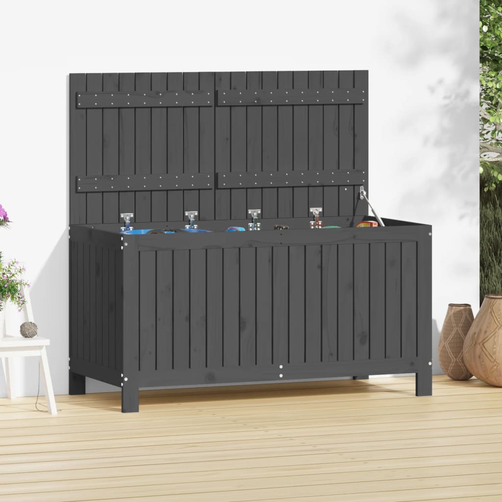 Solid Pine Garden Storage Box in Grey - 121x55x64 cm