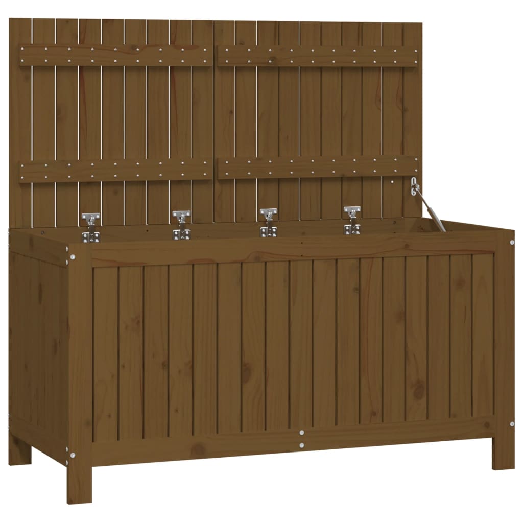 Solid Pine Garden Storage Box, Honey Brown, 121x55x64 cm