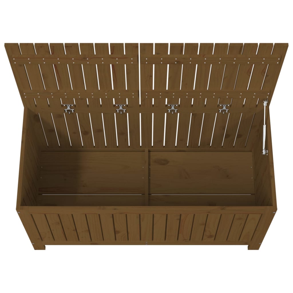 Solid Pine Garden Storage Box, Honey Brown, 121x55x64 cm