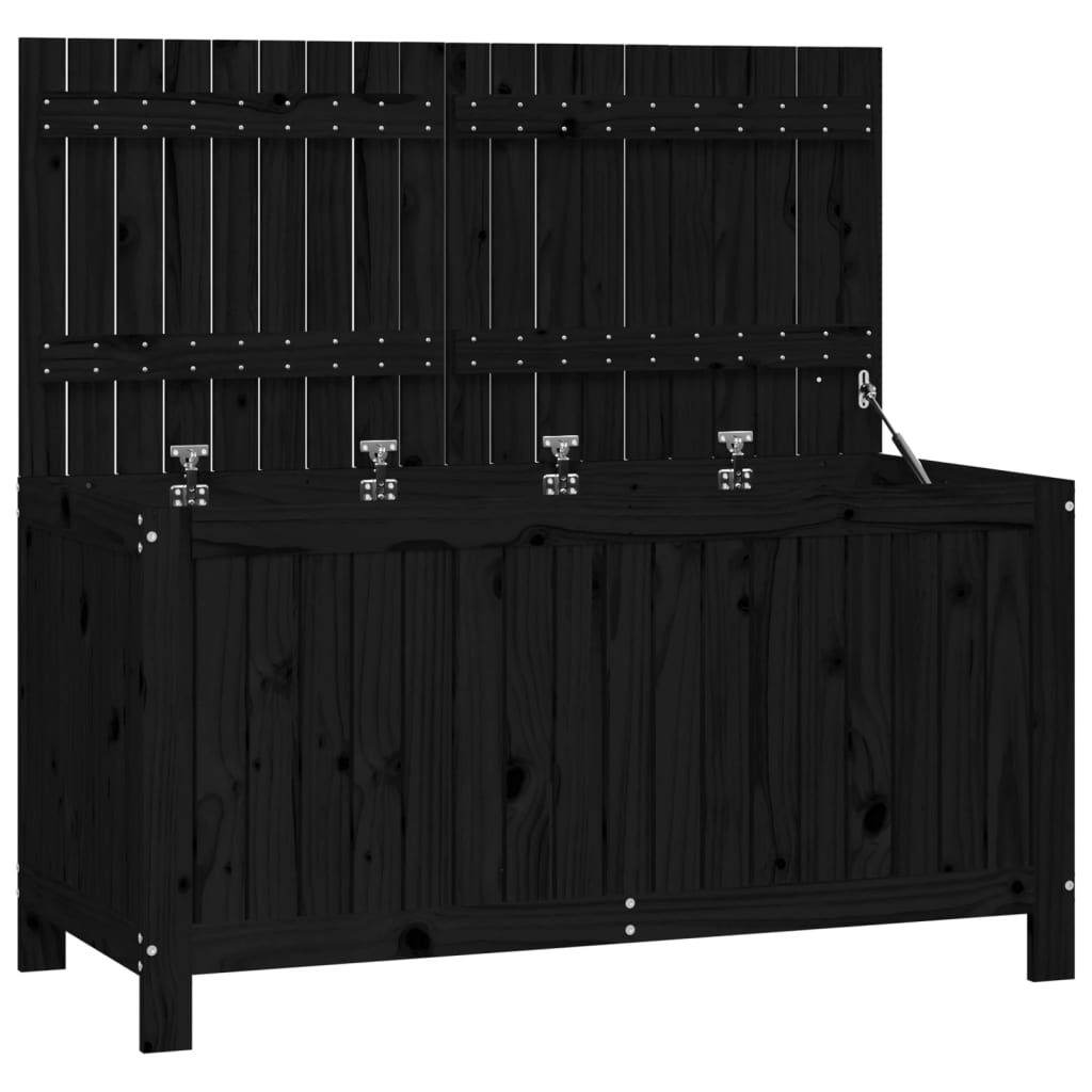 Solid Pine Garden Storage Box, Black - 121x55x64 cm