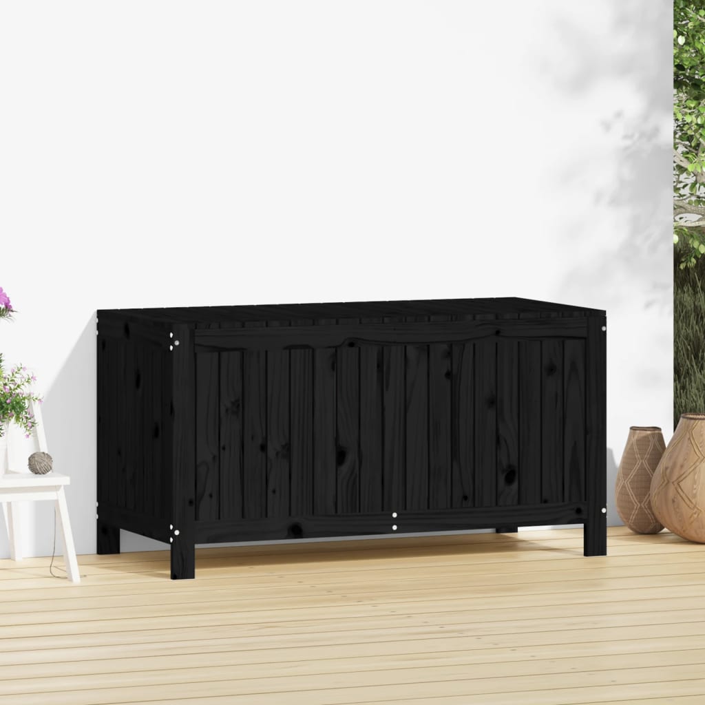Solid Pine Garden Storage Box, Black - 121x55x64 cm