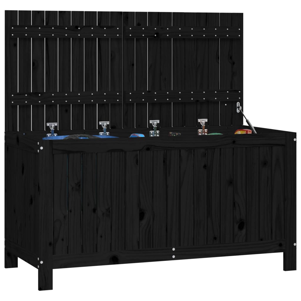 Solid Pine Garden Storage Box, Black - 121x55x64 cm