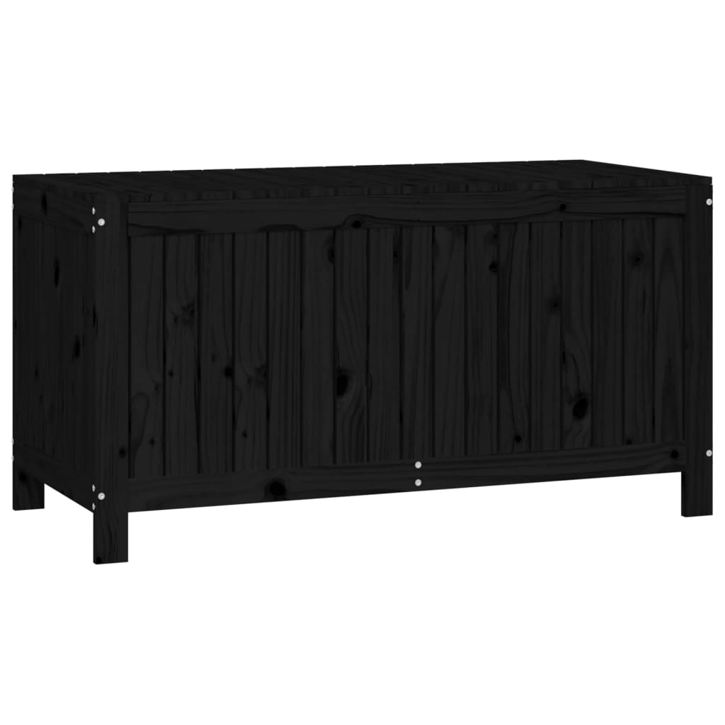Solid Pine Garden Storage Box, Black - 121x55x64 cm