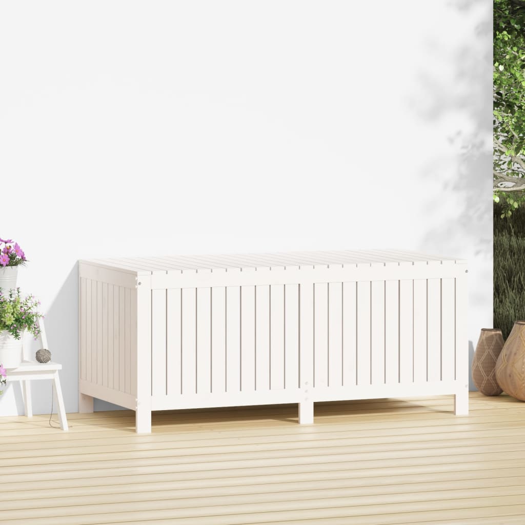 White Solid Pine Garden Storage Box 147x68x64 cm