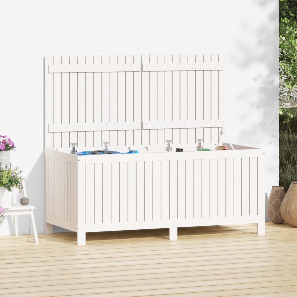 White Solid Pine Garden Storage Box 147x68x64 cm