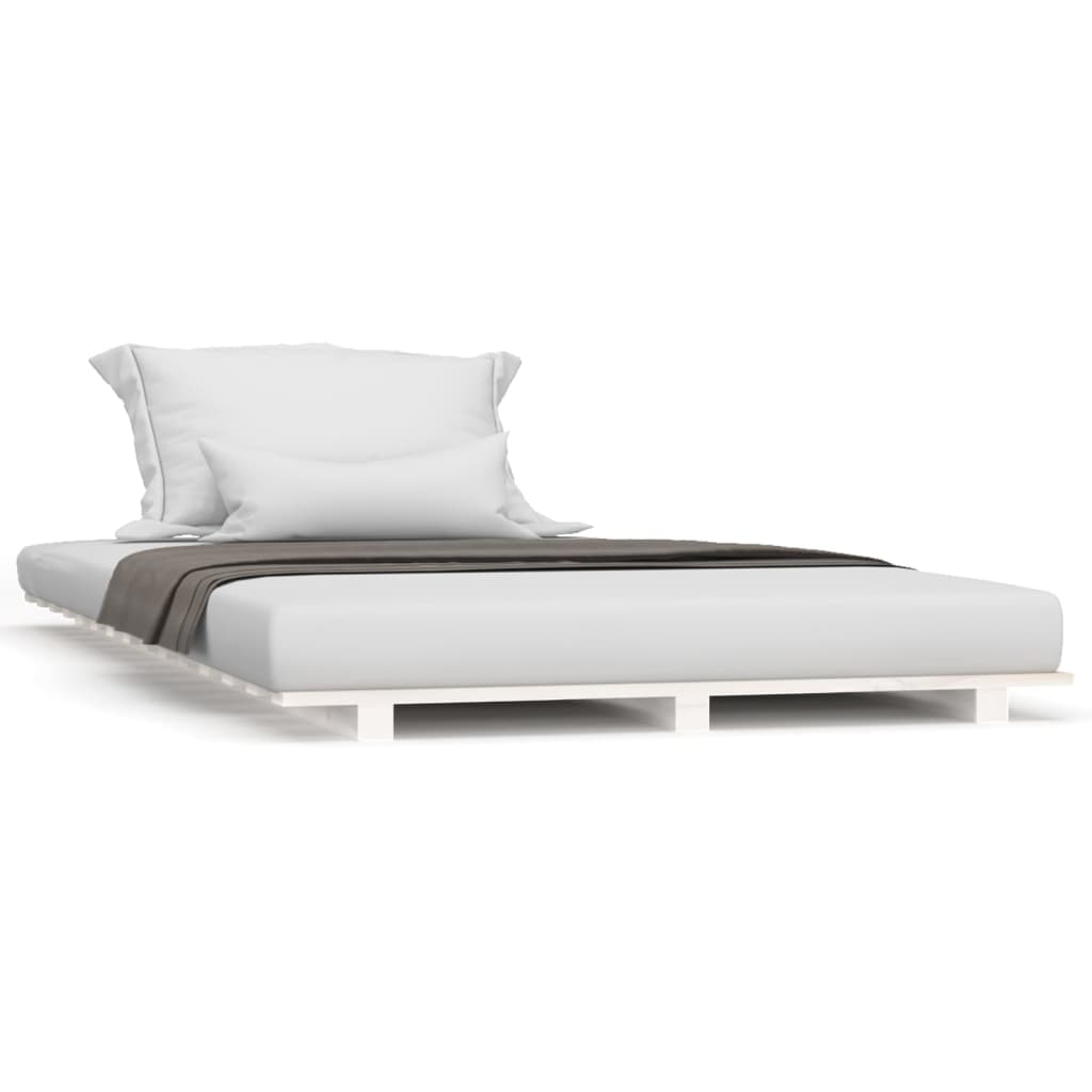 Solid Pine Wood Bed Frame - White, 90x200 cm (No Mattress)