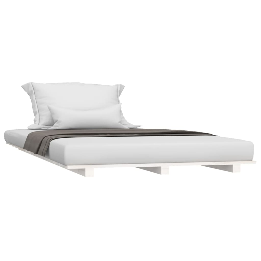 Solid Pine Wood Bed Frame - White, 90x200 cm (No Mattress)