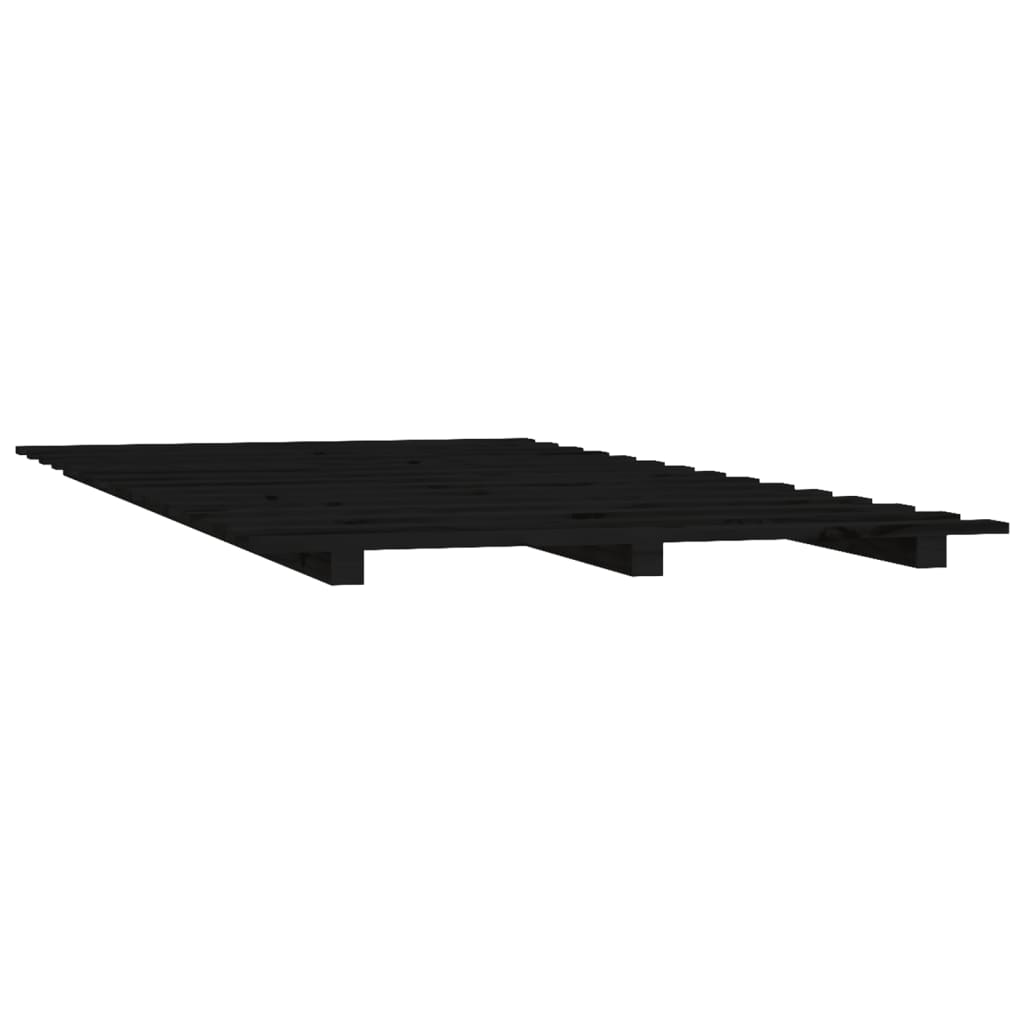 Solid Pine Wood Bed Frame - Black 100x200 cm (No Mattress)