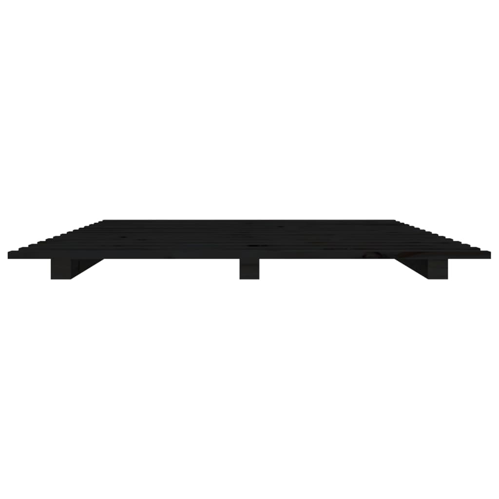 Solid Pine Wood Bed Frame - Black 100x200 cm (No Mattress)