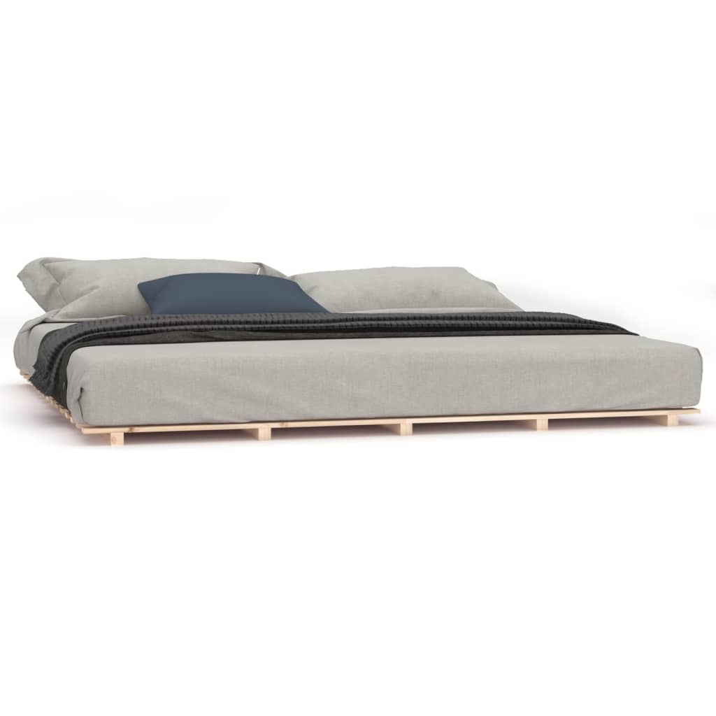 Solid Pine Wood Bed Frame 200x200 cm - Sturdy & Elegant Design