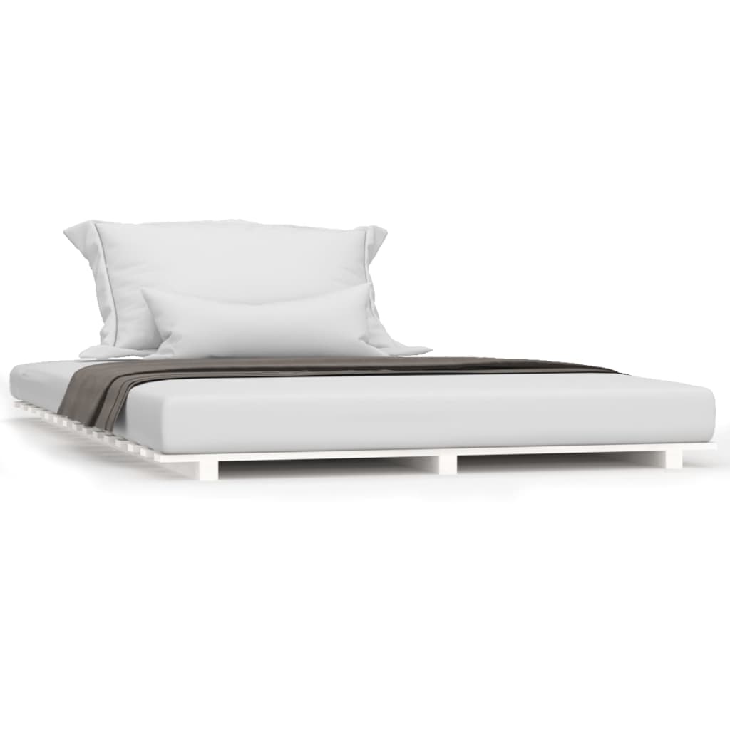 Solid Pine Wood Bed Frame White 120x200 cm - Mattress Not Included