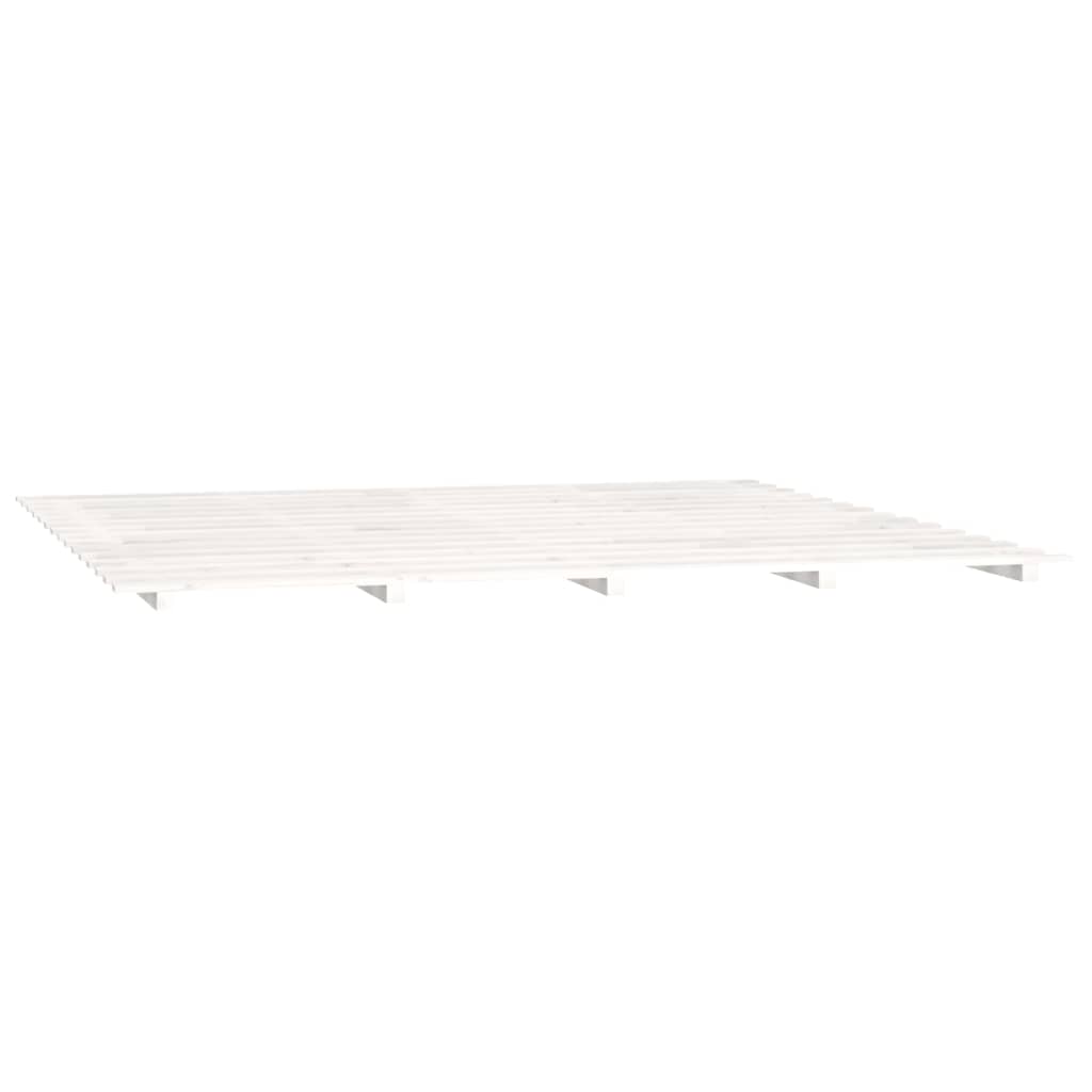 Solid Wood Pine Bed Frame, White, 160x200 cm – Without Mattress