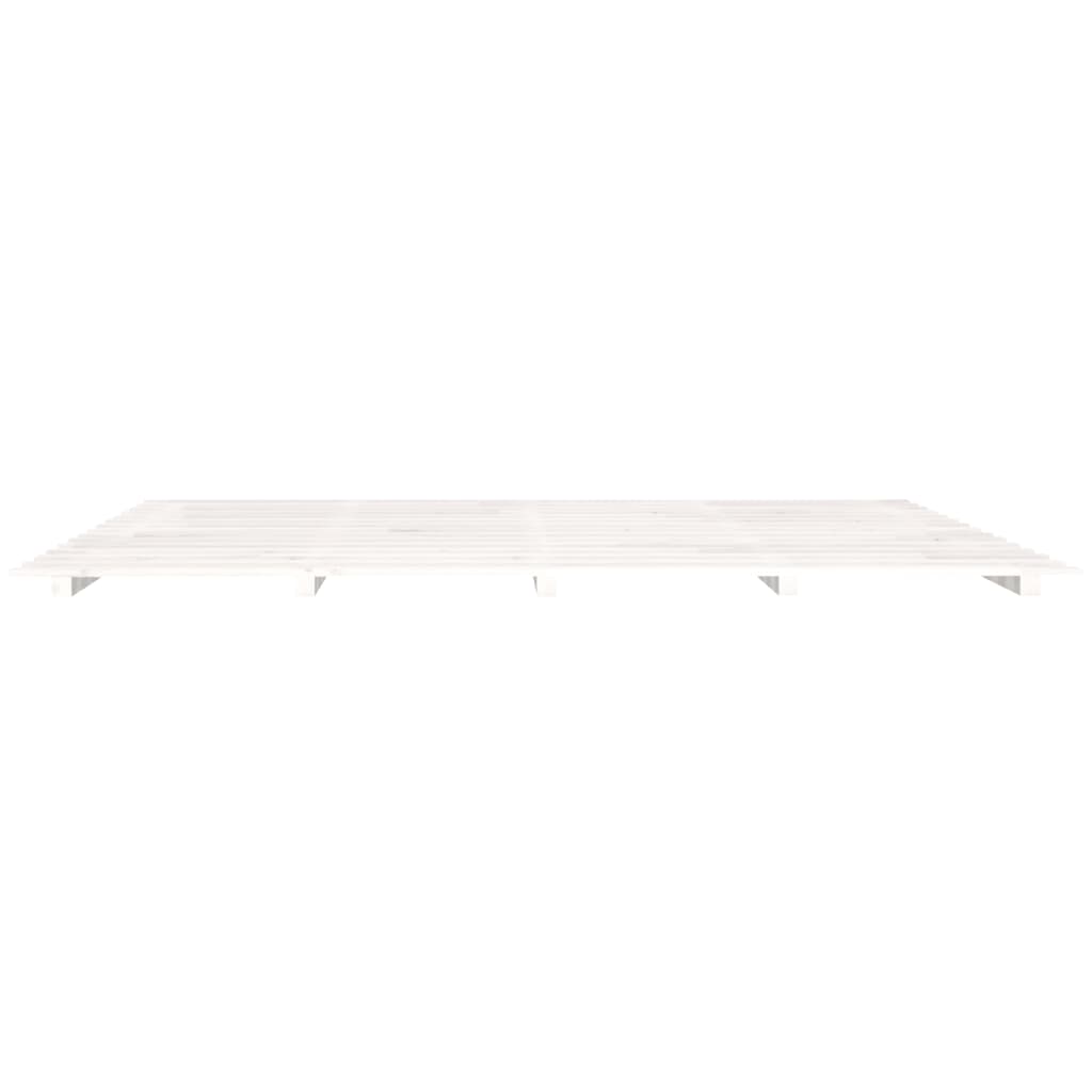 Solid Wood Pine Bed Frame, White, 160x200 cm – Without Mattress