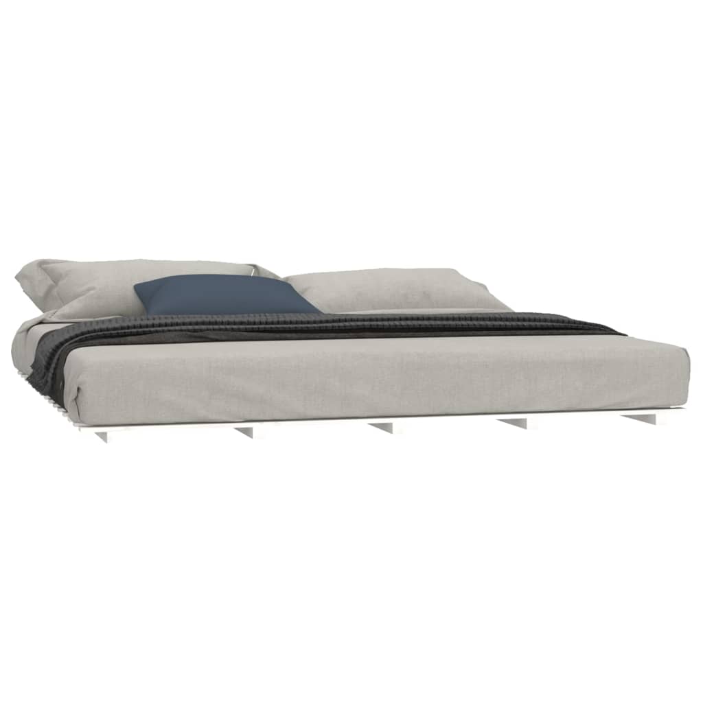 Solid Pine Wood Super King Bed Frame, White 180x200 cm