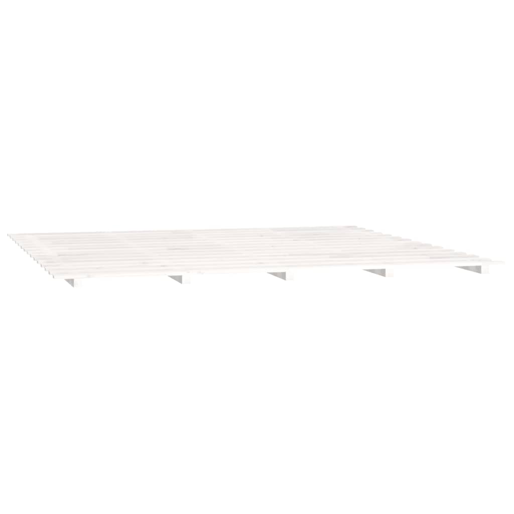 Solid Pine Wood Super King Bed Frame, White 180x200 cm