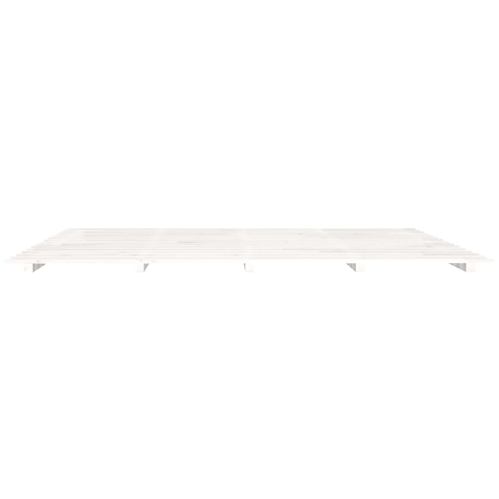 Solid Pine Wood Super King Bed Frame, White 180x200 cm