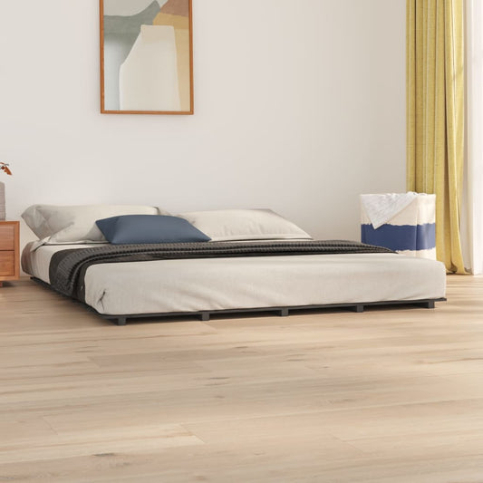 Grey Solid Wood Pine Bed Frame 180x200 cm - Super King Size