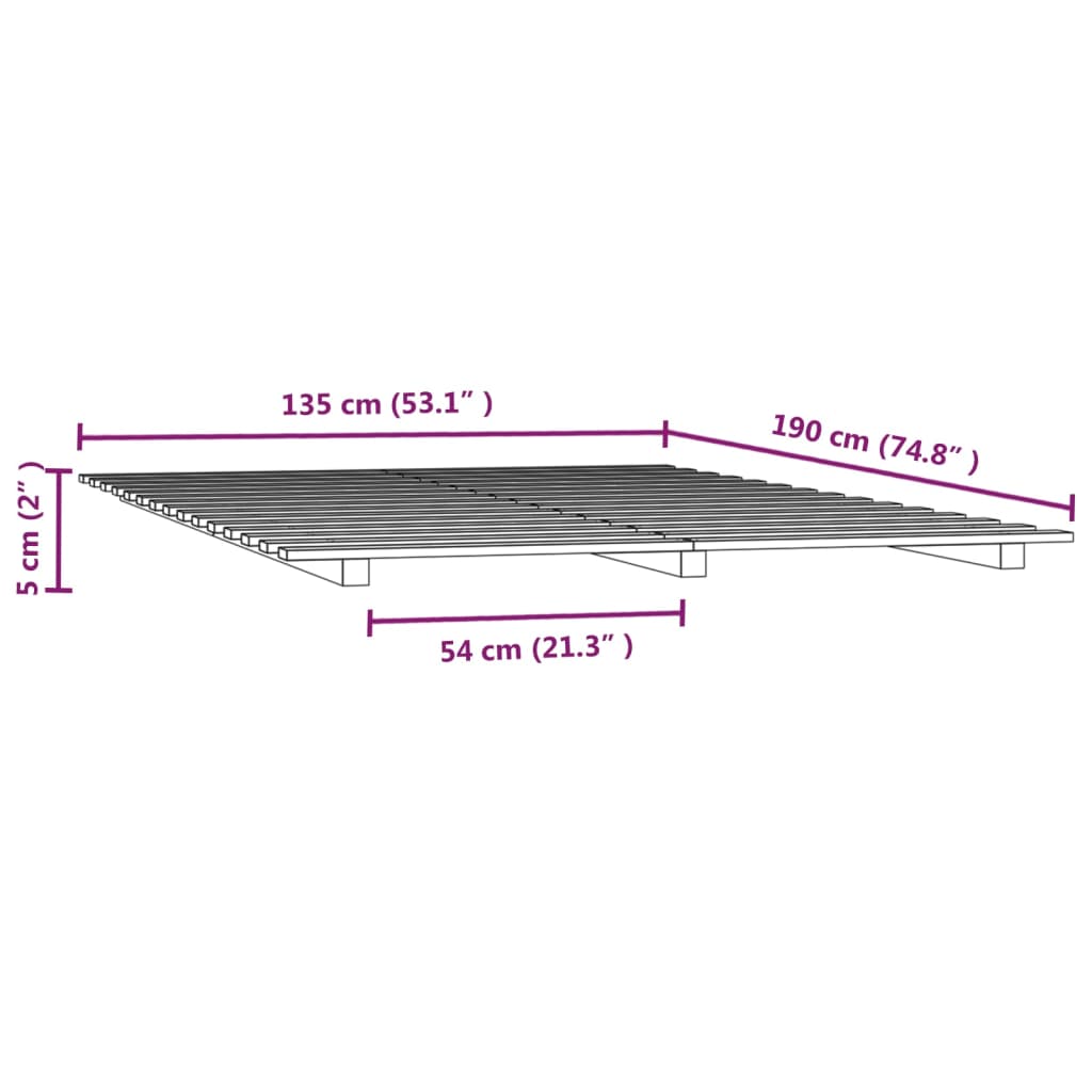 White Solid Pine Bed Frame 135x190 cm Double - No Mattress Included