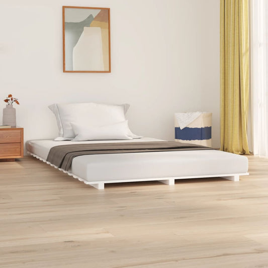 White Solid Pine Bed Frame 135x190 cm Double - No Mattress Included