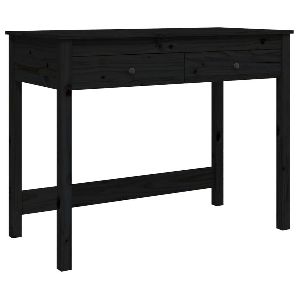 Desk with Drawers Black 100x50x78 cm Solid Wood Pine