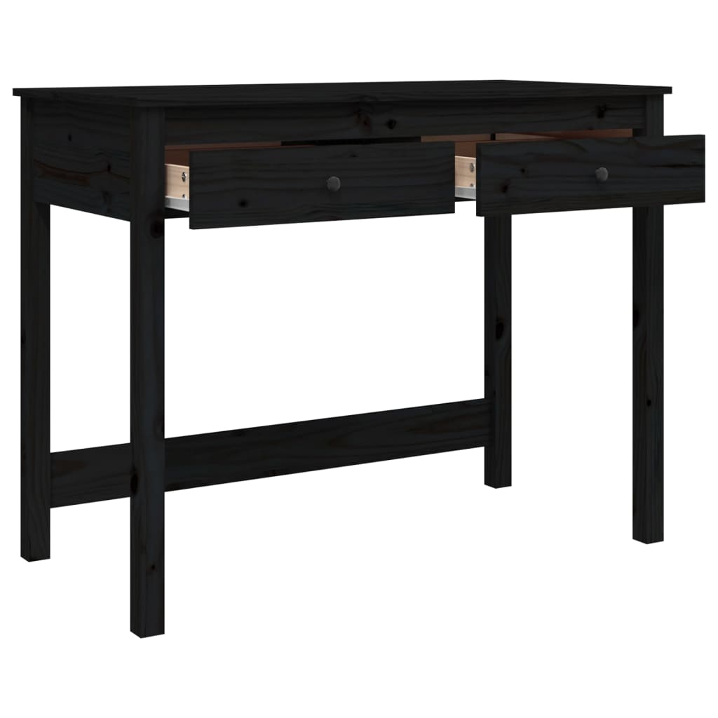 Desk with Drawers Black 100x50x78 cm Solid Wood Pine