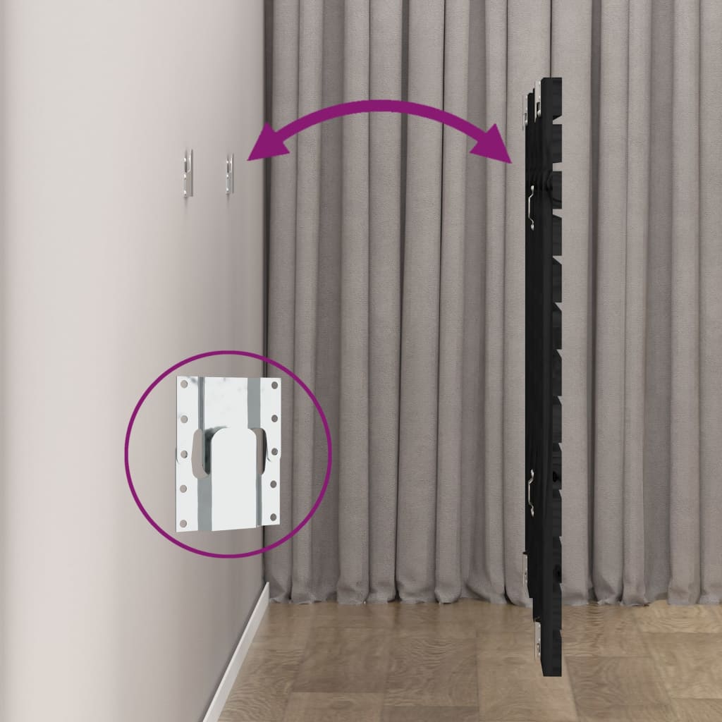 Black Solid Pine Wall Headboard - 106x3x91.5 cm, Elegant Design