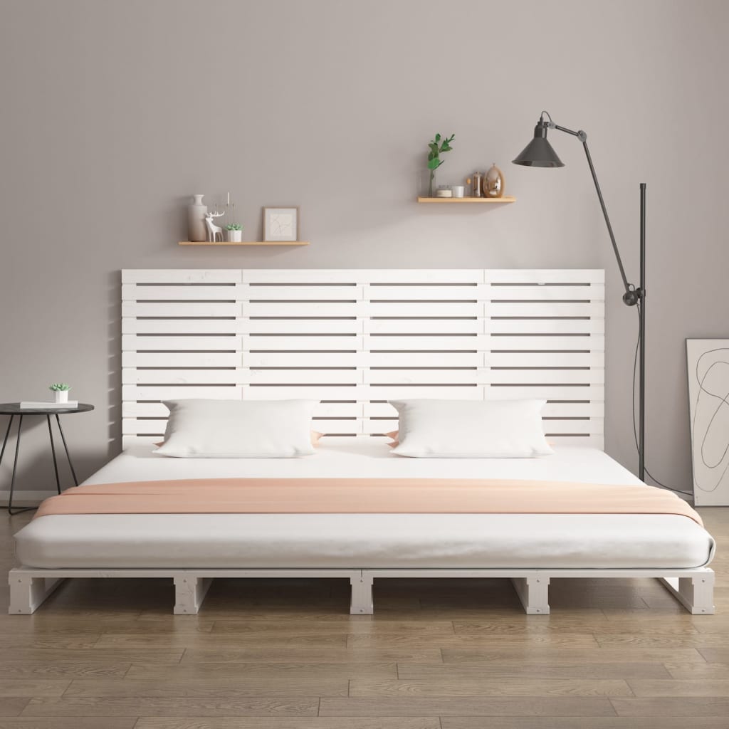Solid Wood Pine Wall Headboard, White - 206x3x91.5 cm