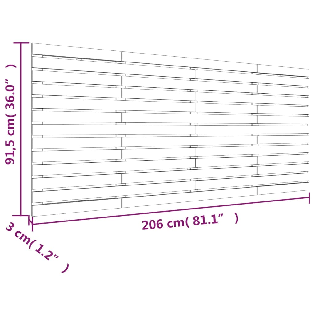 Solid Wood Pine Wall Headboard, White - 206x3x91.5 cm