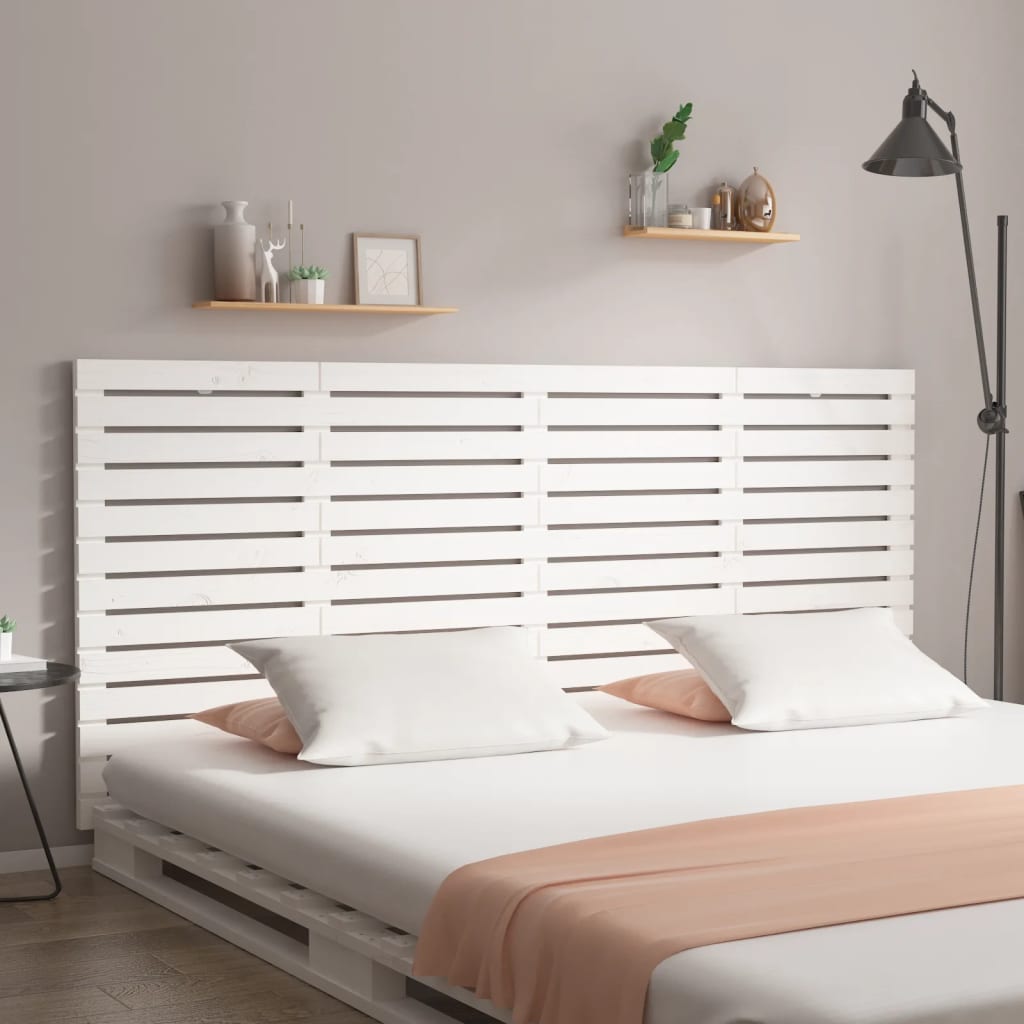 Solid Wood Pine Wall Headboard, White - 206x3x91.5 cm