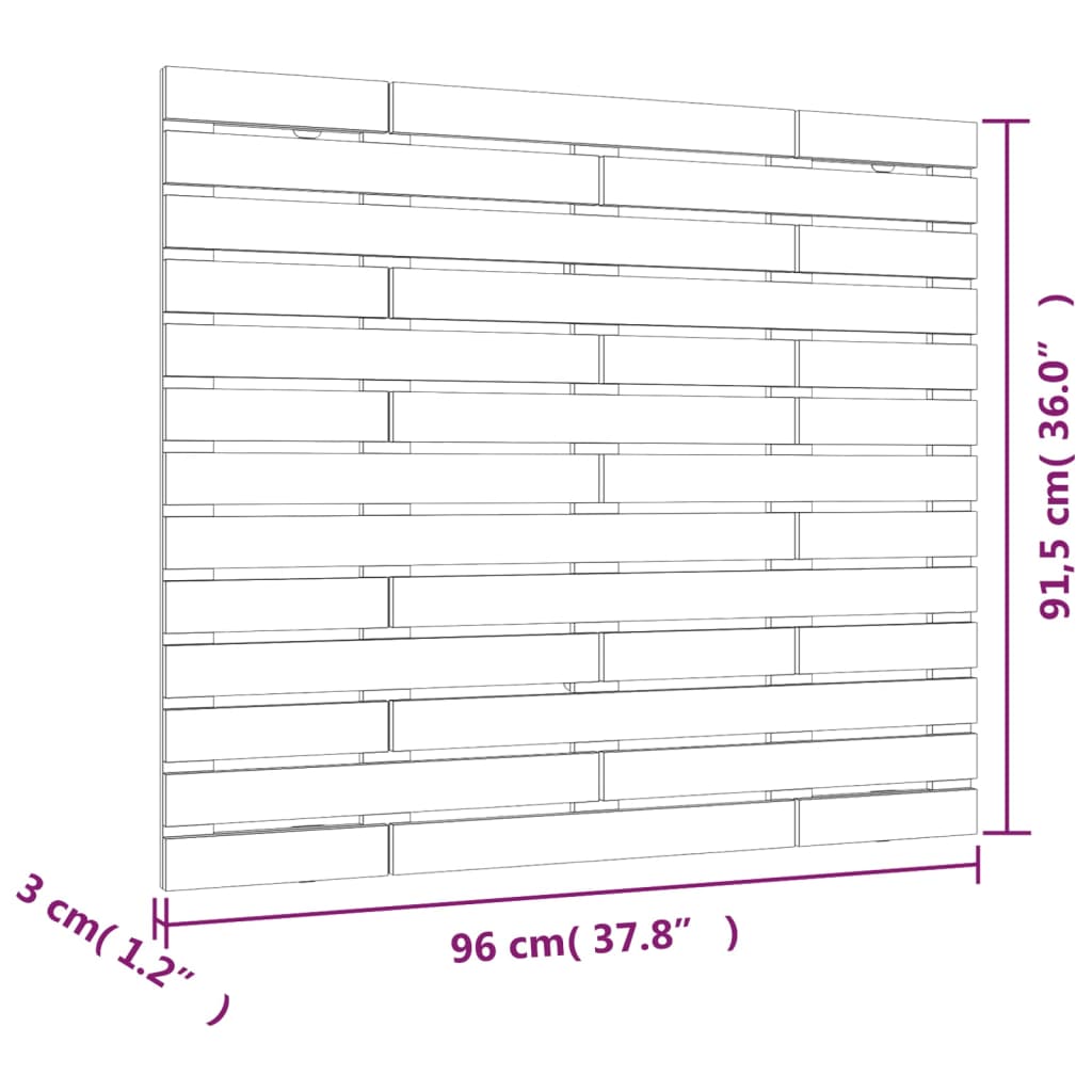 Solid Pine Grey Wall Headboard - 96x3x91.5 cm