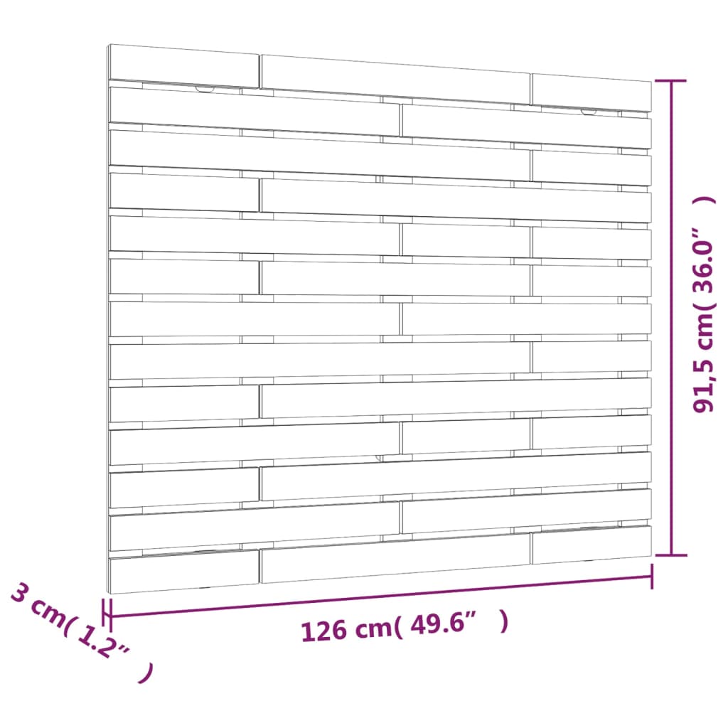 Solid Pine Wood Wall Headboard - Grey, 126x3x91.5 cm
