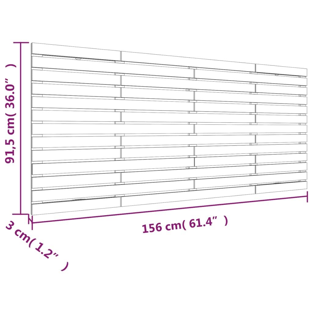 Solid Wood Pine Wall Headboard - Grey, 156x3x91.5 cm